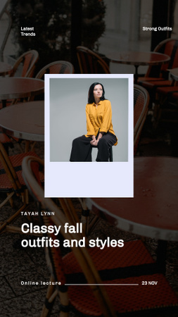 Plantilla de diseño de anuncio de moda con mujer en chaqueta de cuero de otoño Instagram Story 