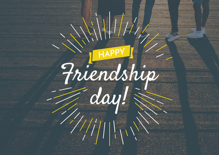 Friendship Day Greeting with Young People Together Postcard Design Template