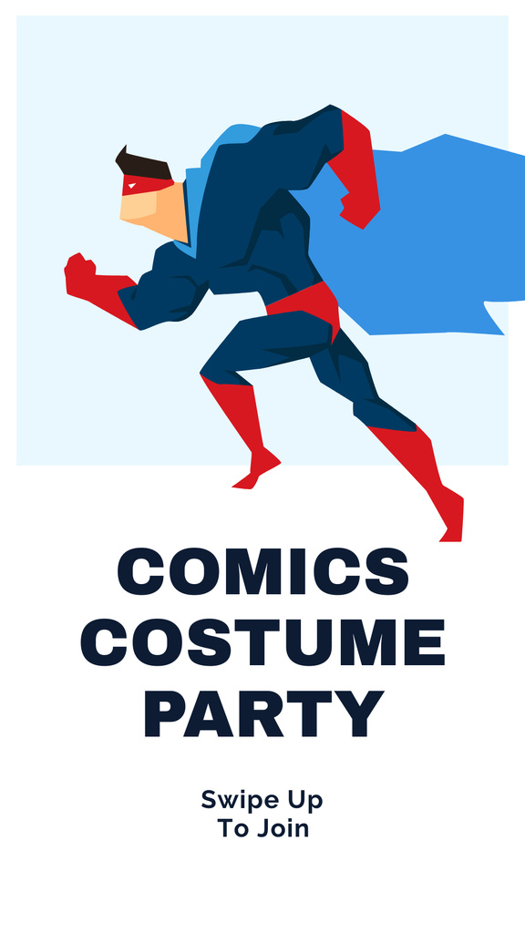 Comics Costume Party Announcement with Superhero Instagram Story Tasarım Şablonu
