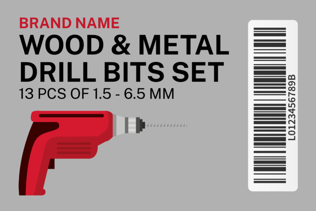 Drill Bits Sets Retail Label Design Template