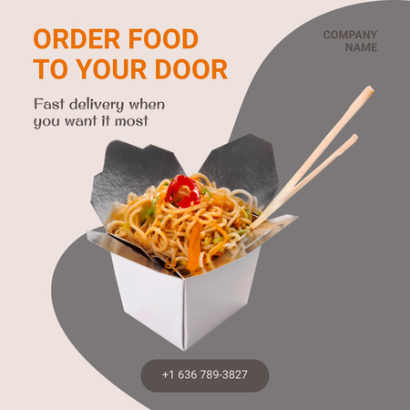 Delivery Service Ad with Chinese Noodles Box Instagram Design Template