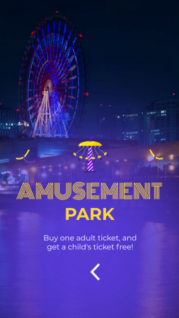 Amusement Park Free Pass For Children With Ferris Wheel TikTok Video Design Template