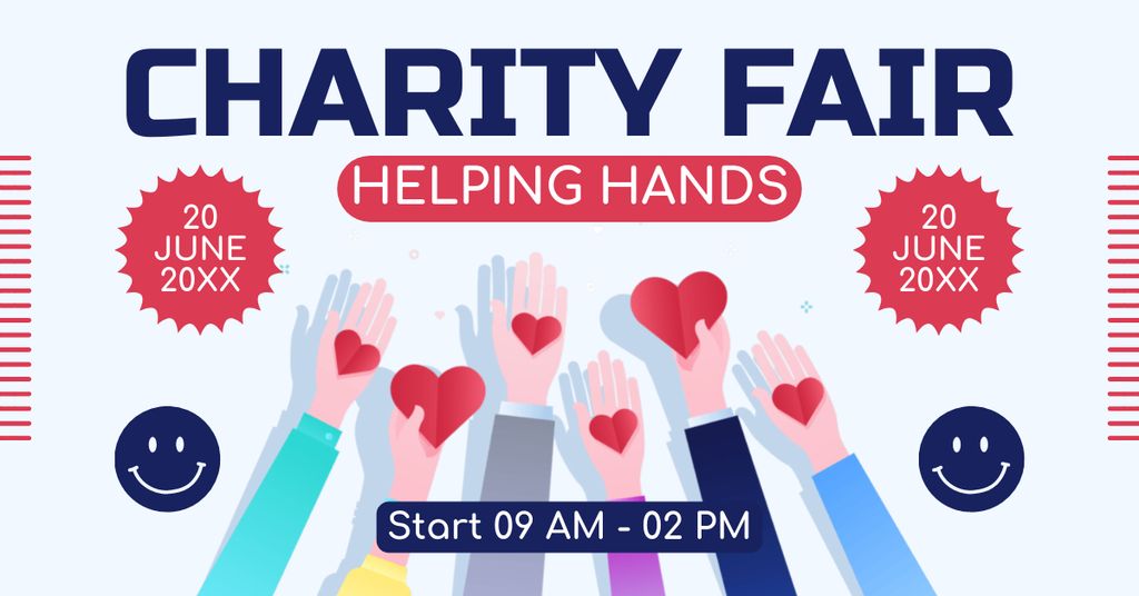Helping Hands at Charity Fair Facebook AD Design Template