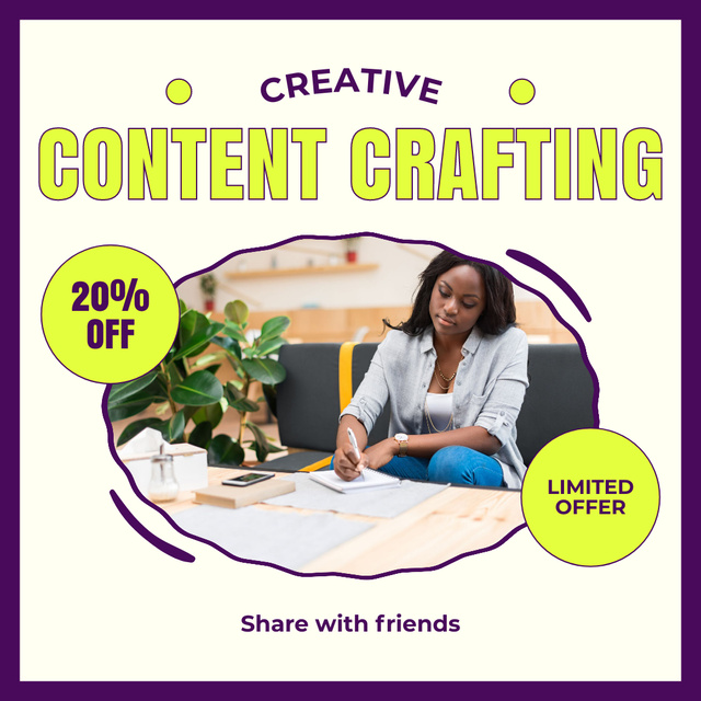 Template di design Limited Offer With Discounts For Content Writing & Editing Instagram AD