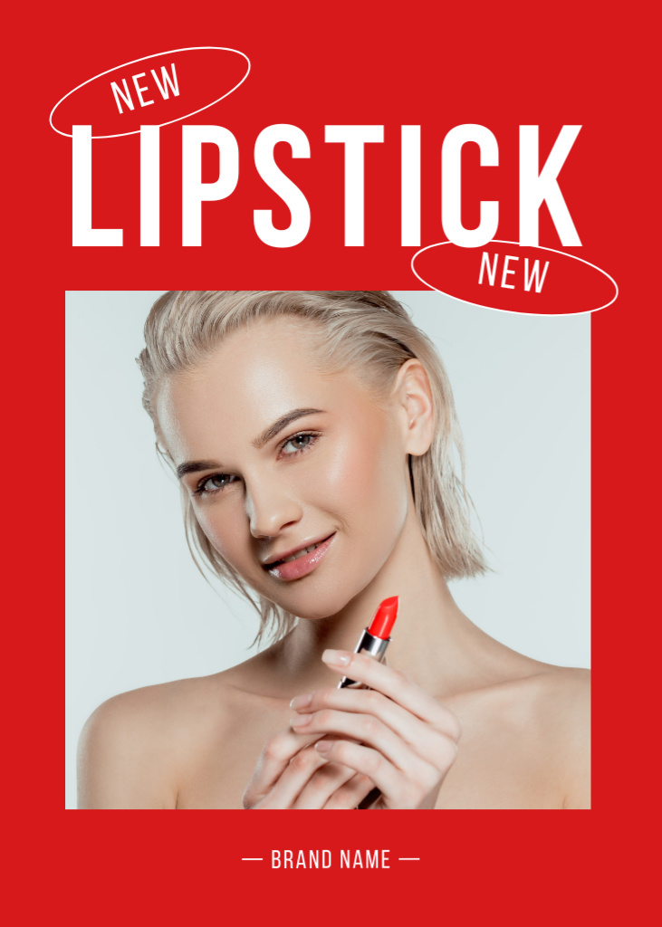 Bright Red Lipstick Brand Promotion Postcard 5x7in Verticalデザインテンプレート