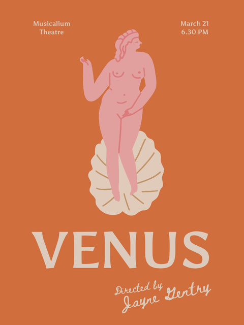 Theatrical Show Announcement with Illustration of Venus Poster US Tasarım Şablonu