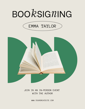 Book Signing Announcement Poster 8.5x11in Design Template