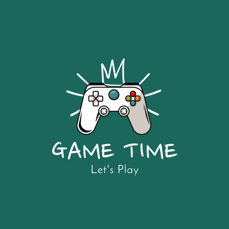 Gaming Club Ad with Gamepad in Green Logo Design Template