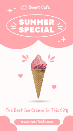 Plantilla de diseño de Oferta especial de verano de helado en rosa Instagram Video Story 