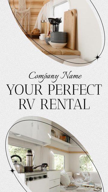 Travel Trailer Rent Ad with Interior Instagram Video Story Design Template