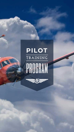 Plane flying in blue sky for Pilot Training Instagram Story tervezősablon