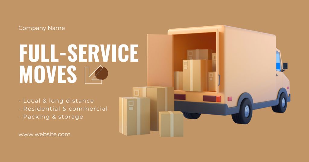 Ontwerpsjabloon van Facebook AD van Ad of Moving Services with Boxes in Truck