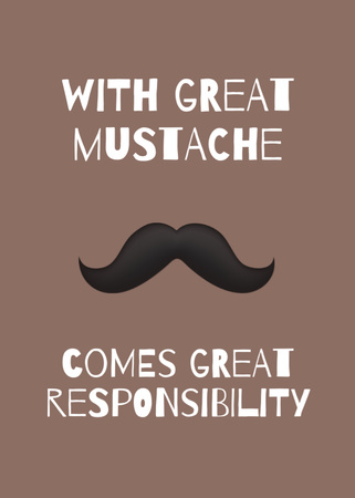 Phrase With Moustache Illustration Postcard 5x7in Vertical Design Template