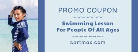 Ontwerpsjabloon van Coupon van Advertentie voor zwemlessen voor mensen van alle leeftijden