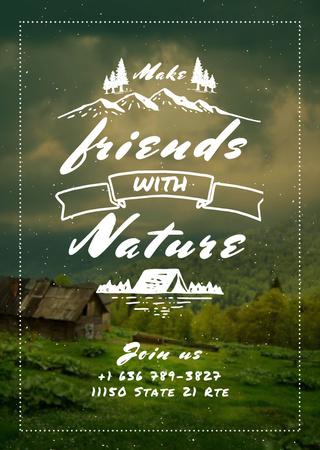 Ontwerpsjabloon van Flyer A6 van Nature Quote with Scenic Mountain View