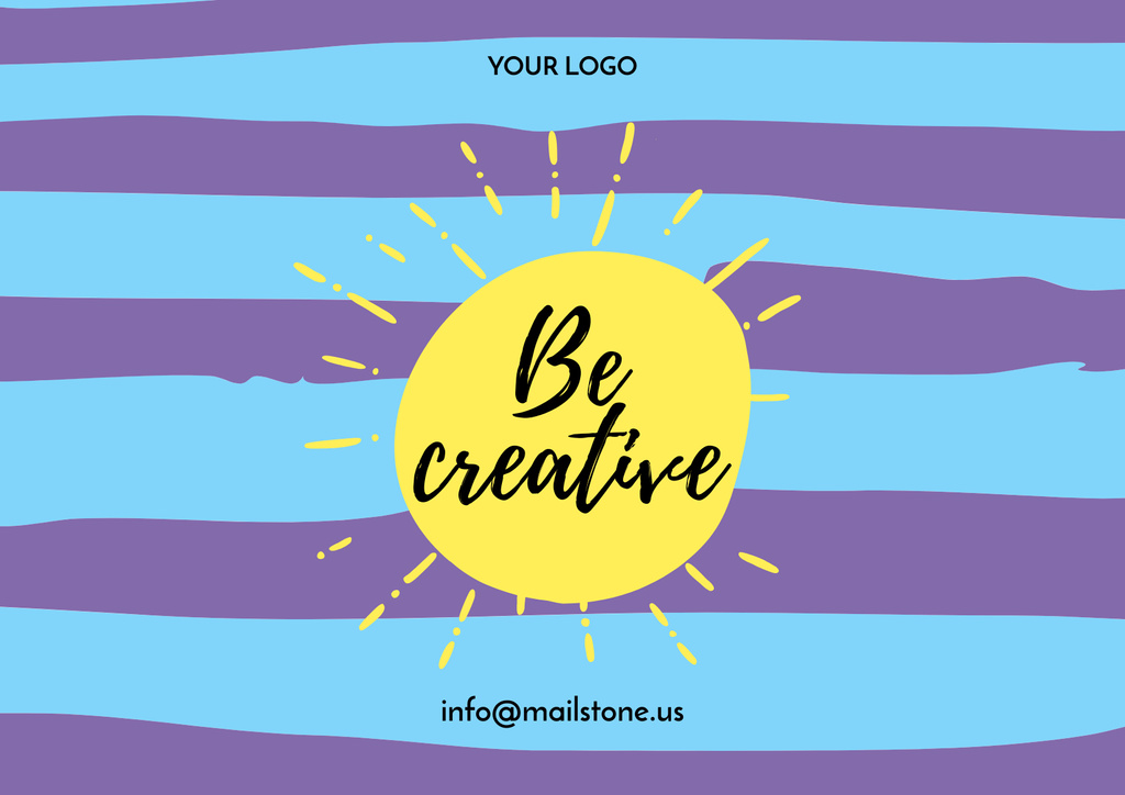 Be Creative Quote with Sun and Waves Illustration Poster A2 Horizontal Design Template