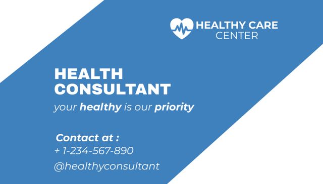 Healthcare Center Consultant Business Card US – шаблон для дизайна