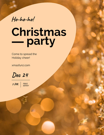 Christmas Party announcement in golden Poster 8.5x11in Design Template