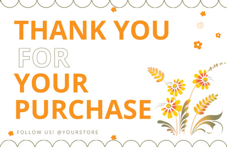 Thank You For Your Purchase Message on White and Orange Layout Thank You Card 5.5x8.5inデザインテンプレート