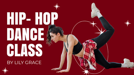 Anúncio de aula de dança hip hop com mulher dançarina Youtube Thumbnail Modelo de Design
