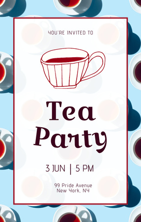 Amazing Tea Party Invitation 4.6x7.2in Design Template