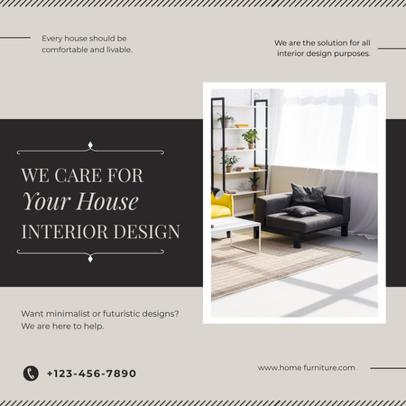 Home Design Services Offer with Stylish Interior Instagram Design Template