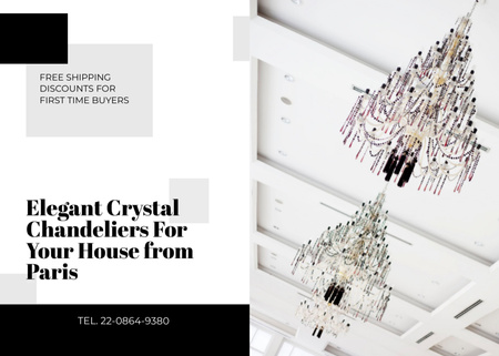 Gorgeous Crystal Chandeliers Offer With Shipping Flyer 5x7in Horizontal Design Template