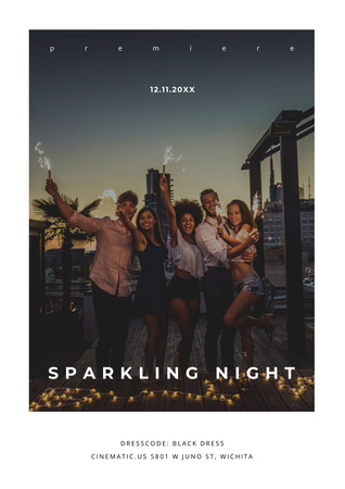 Sparkling night event Announcement Poster Design Template