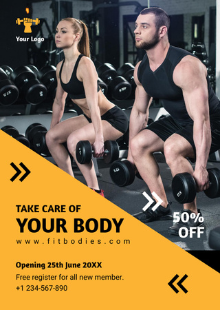 Platilla de diseño Thriving Sports Club Promotion with Sports Couple Flyer A6
