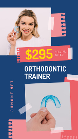 Template di design Dental Clinic Promotion Woman Holding Trainer Instagram Story