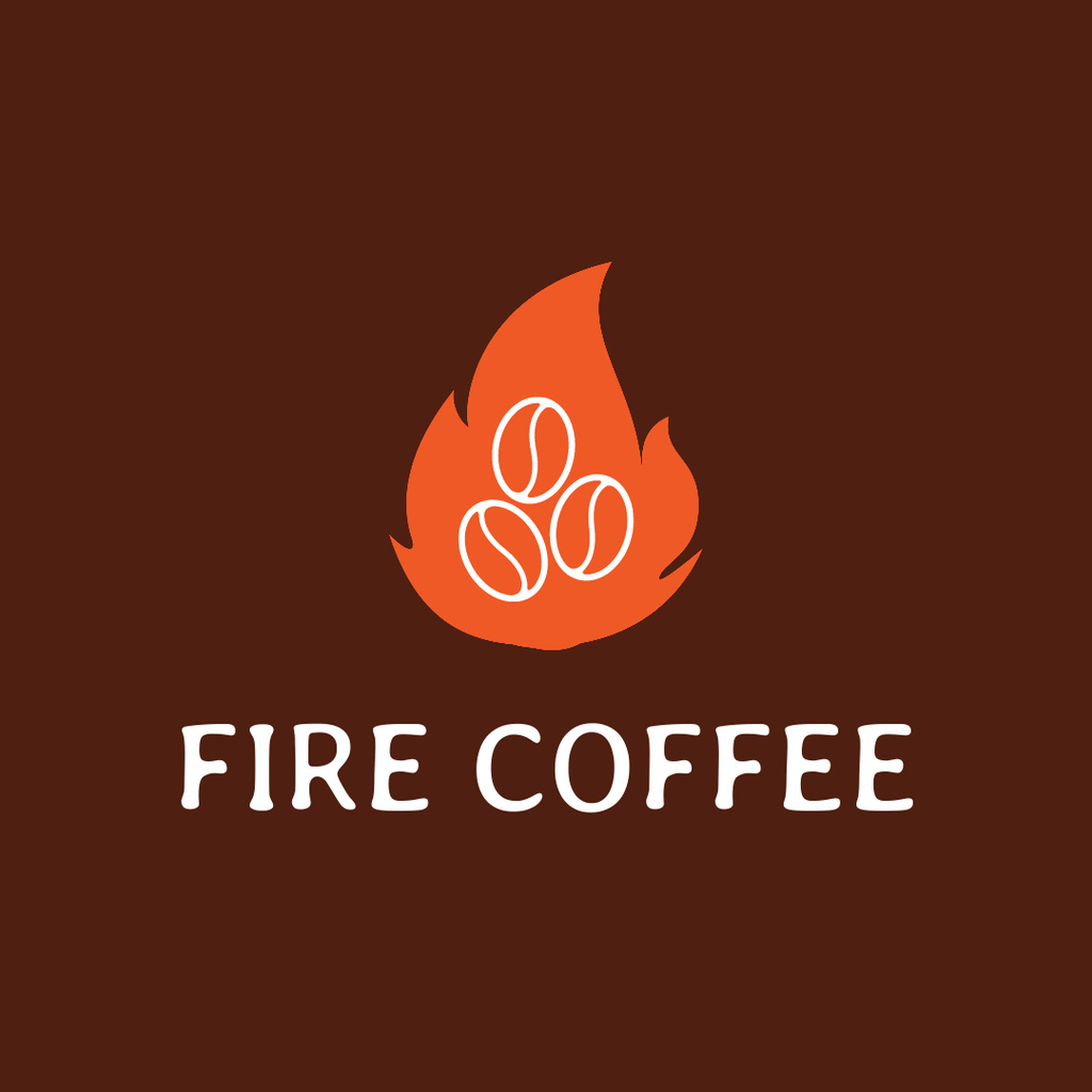 Plantilla de diseño de Emblem of Fire Coffee Shop Logo 1080x1080px 
