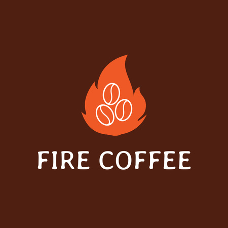 Emblem of Fire Coffee Shop Logo 1080x1080pxデザインテンプレート