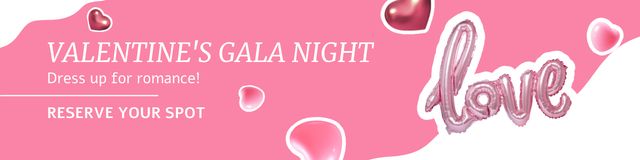 Stunning Gala Night With Reservations Due Valentine's Day Twitter Design Template