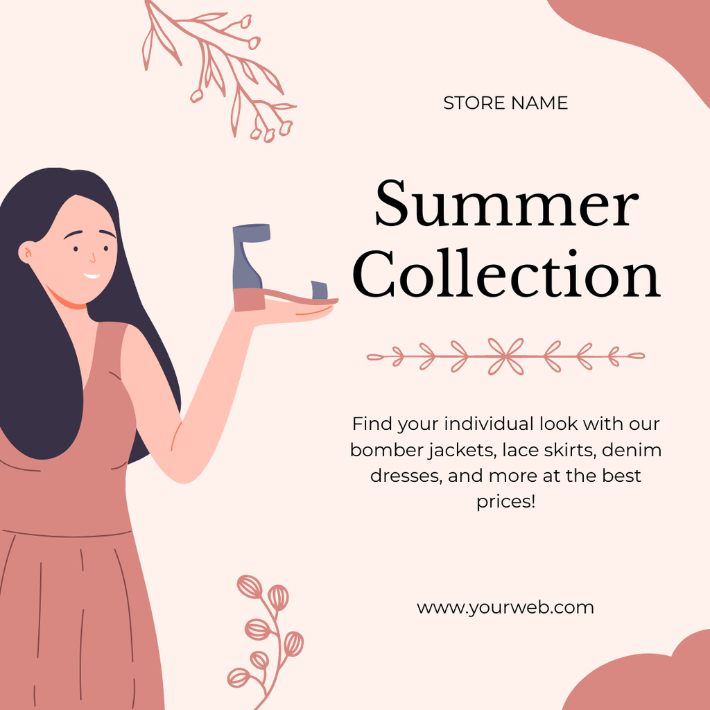 Designvorlage Summer Collection of Shoes für Instagram