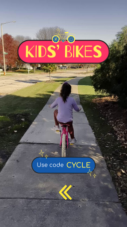 Пропозиція легких дитячих велосипедів із промокодом TikTok Video – шаблон для дизайну