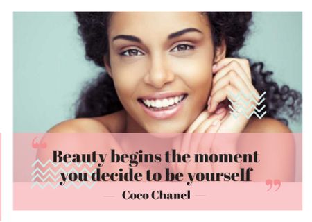 Template di design Beautiful young woman with inspirational quote Card