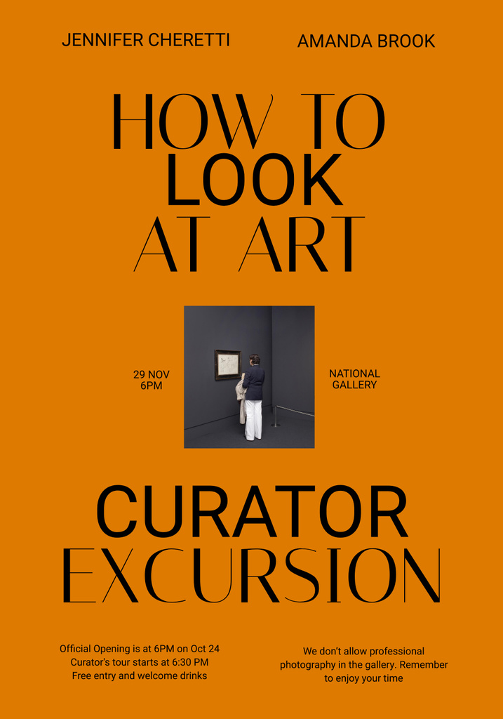 Template di design Curator Excursion Announcement on Vivid Orange Poster 28x40in