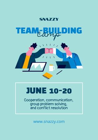 Platilla de diseño Team Building Camp with Cartoon Coworkers Poster 28x40in
