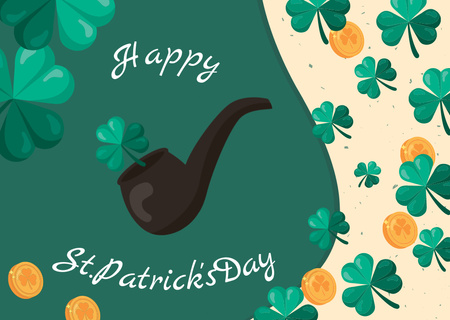 Patrick's Day with Illustration of Smoking Pipe Card Design Template