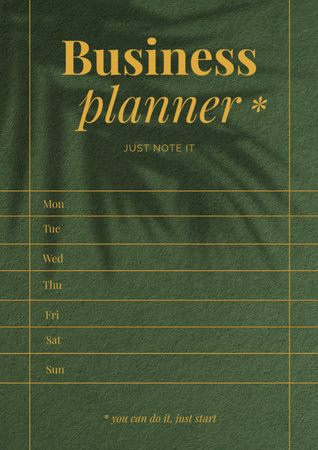 Template di design Business Planner settimanale con ombra di rami di palma Schedule Planner