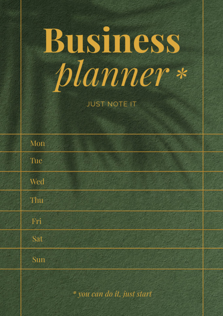 Weekly Business Planner with Palm Branches Shadow Schedule Planner Design Template