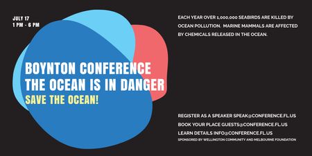 Modèle de visuel Invitation à une conférence sur l'écologie avec cadre de taches de peinture colorée - Twitter