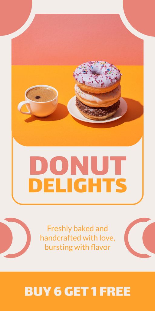 Freshly Baked Delicious Donuts Sale Offer Graphicデザインテンプレート