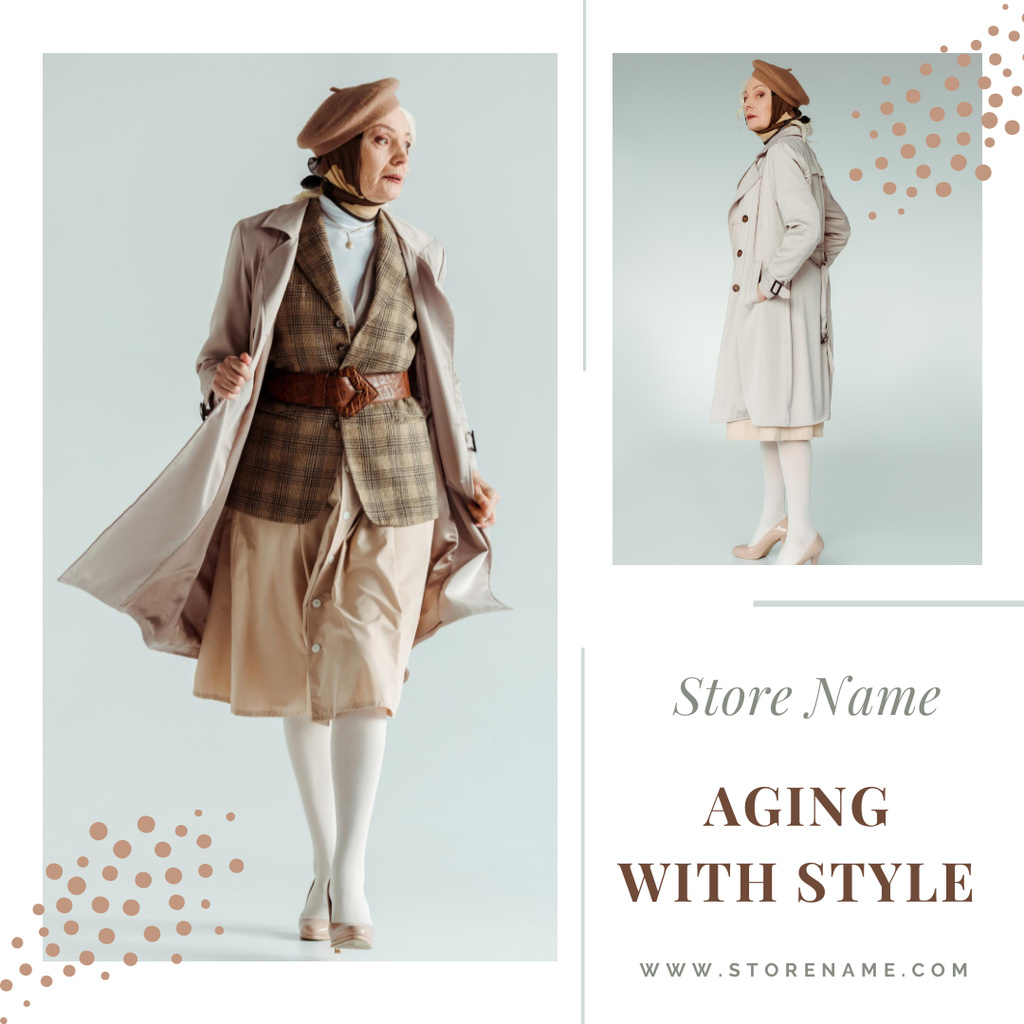 Fashion Shop for Aging with Style Instagram Tasarım Şablonu