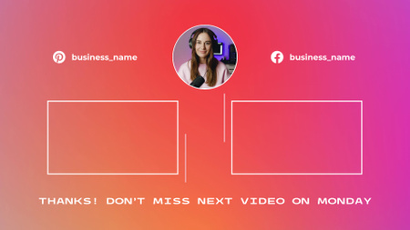 Video Blog of Young Woman on Gradient YouTube outro Design Template