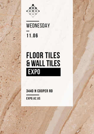 Ontwerpsjabloon van Flyer A5 van Tiles Exposition Event Aankondiging op marmeren lichte textuur