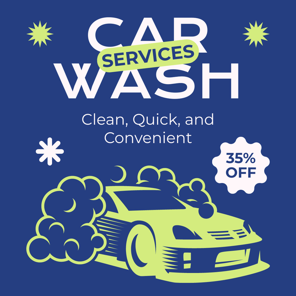 Quick Car Wash Services Instagram AD Design Template