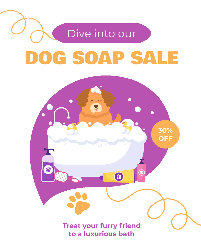 Best Dog Soap Sale Offer Instagram Post Vertical – шаблон для дизайну