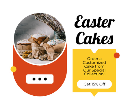 Easter Holiday Cakes Special Offer with Discounts Facebook Design Template