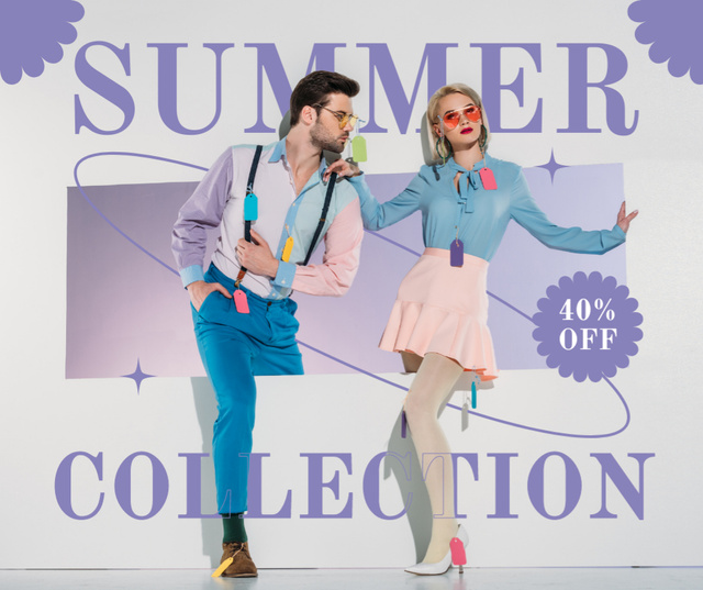 Summer Collection of Fancy Retro Clothes Facebookデザインテンプレート